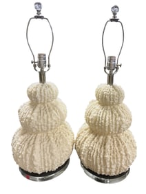 PAIR UTTERMOST FONTANNE SHELL IVORY TABLE LAMPS