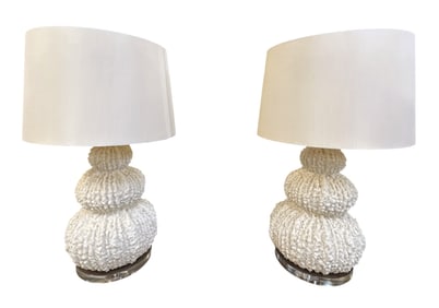 PAIR UTTERMOST FONTANNE SHELL IVORY TABLE LAMPS