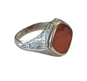 ART DECO MENS 14K GOLD CARNELIAN RING
