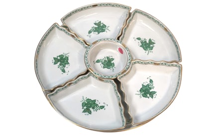RARE HEREND CHINESE BOUQUET HORS D'OEUVRE DISH