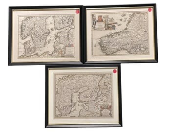 3 ANTIQUE FRAMED COVENS-MORTIER MAPS,