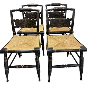 4 LAMBERT HITCHCOCK STENCILED CHAIRS