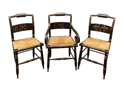 3 ANTIQUE HITCHCOCK STENCILED CHAIRS