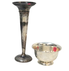 2 pc STERLING SILVER BOWL & VASE