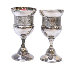 2 AESTHETIC ERA DERBY SILVER PLATE CHALICES