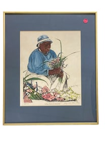 SELLING FLOWERS IN CHARLESTON SIGNED PRINT