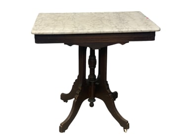 ANTIQUE MARBLE TOP PARLOR OCCASIONAL TABLE