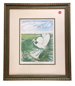 AMERICAN EGRETS ANNE RICHARDSON SIGNED FRAMED PRINT