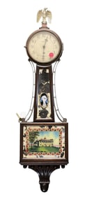 ANTIQUE WALTHAM MT VERNON EGLOMISE BANJO CLOCK