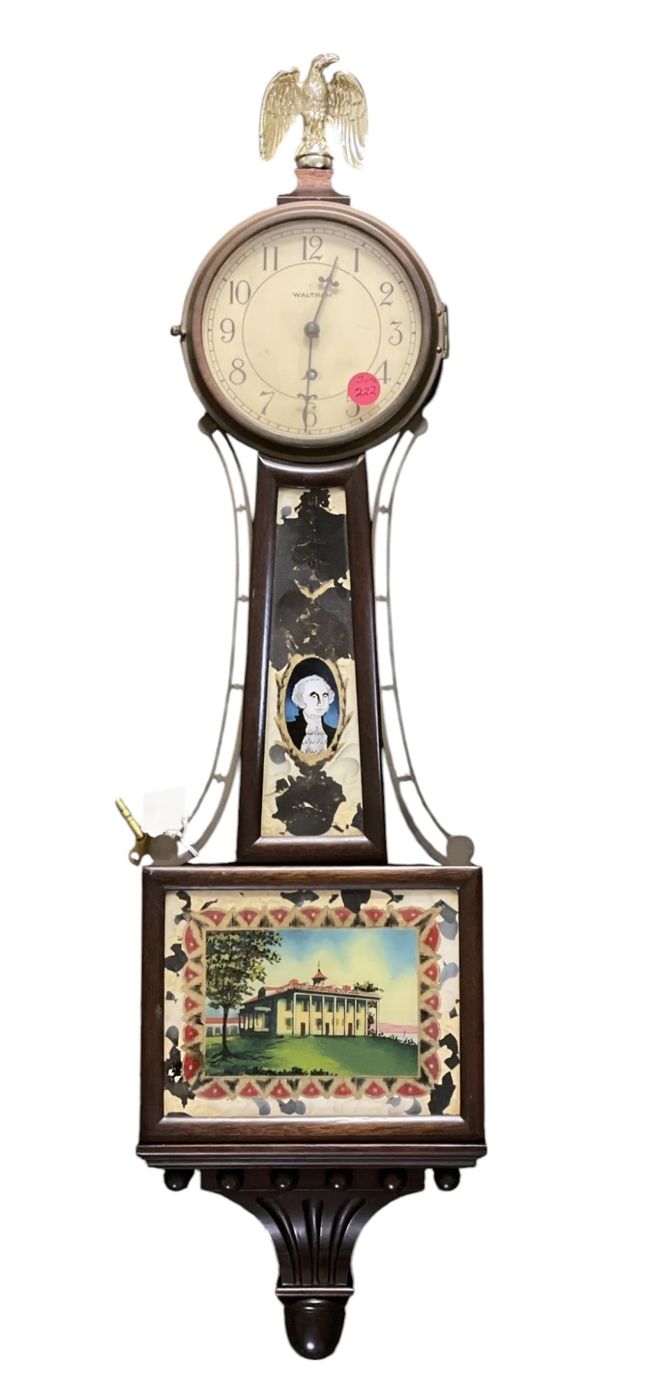 ANTIQUE WALTHAM MT VERNON EGLOMISE BANJO CLOCK (1 of 10)