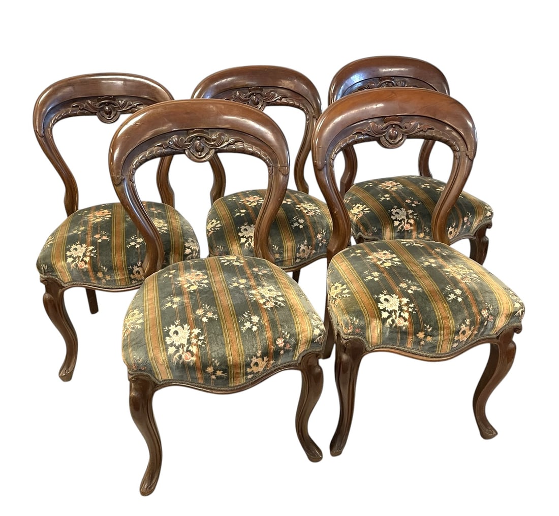 5 ANTIQUE VICTORIAN ROCOCO REVIVAL BALLOON BACK CHAIRS (1 of 5)