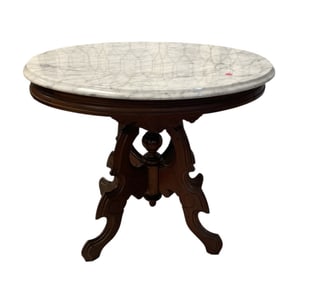 ANTIQUE MARBLE TOP PARLOR OCCASIONAL TABLE