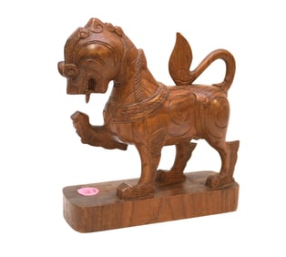 WOODEN CARVED CHINESE QURIN STATUE