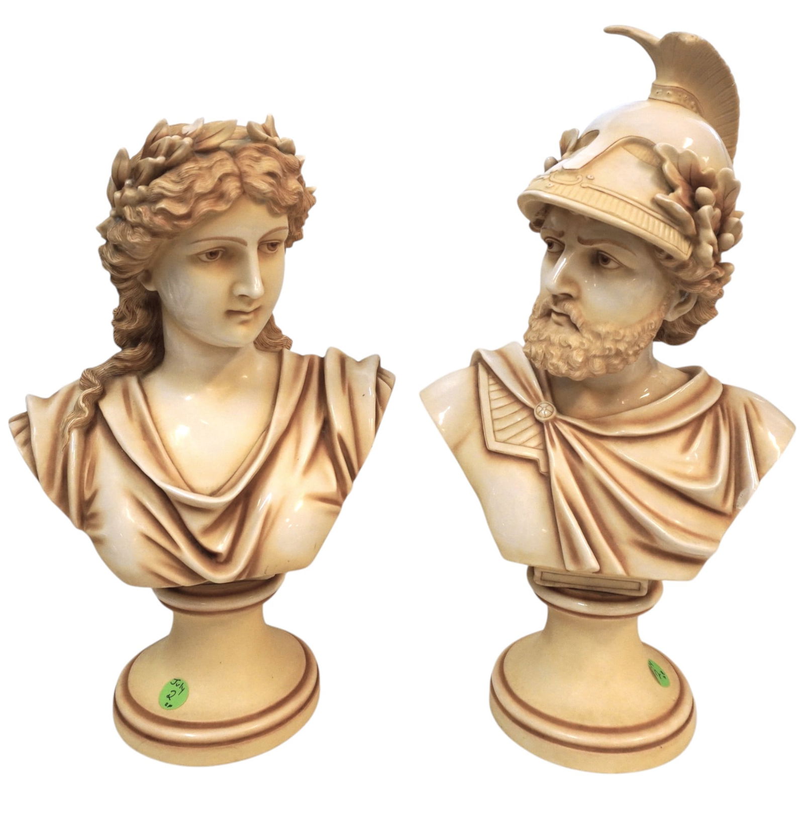 PAIR LARGE RUDOLSTADT PORCELAIN BUSTS (1 of 7)