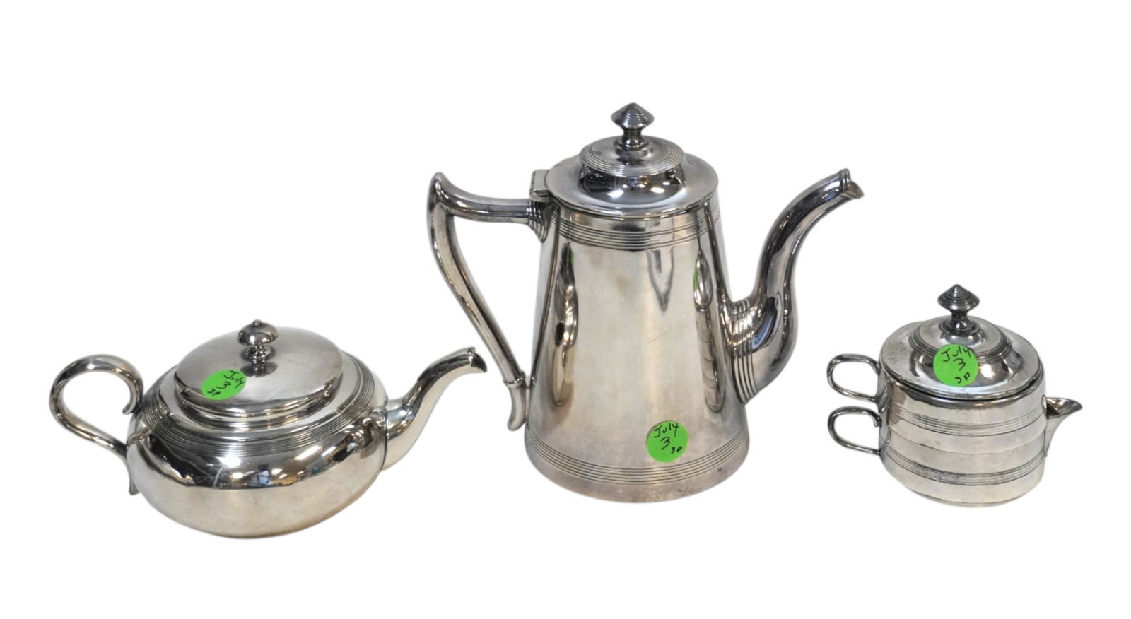 4 PC SILVER PLATE ART DECO COFFEE, TEA , SUGAR, CREAMER (1 of 4)