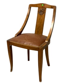 CARVED FRENCH ART DECO GONDOLA CHAIR