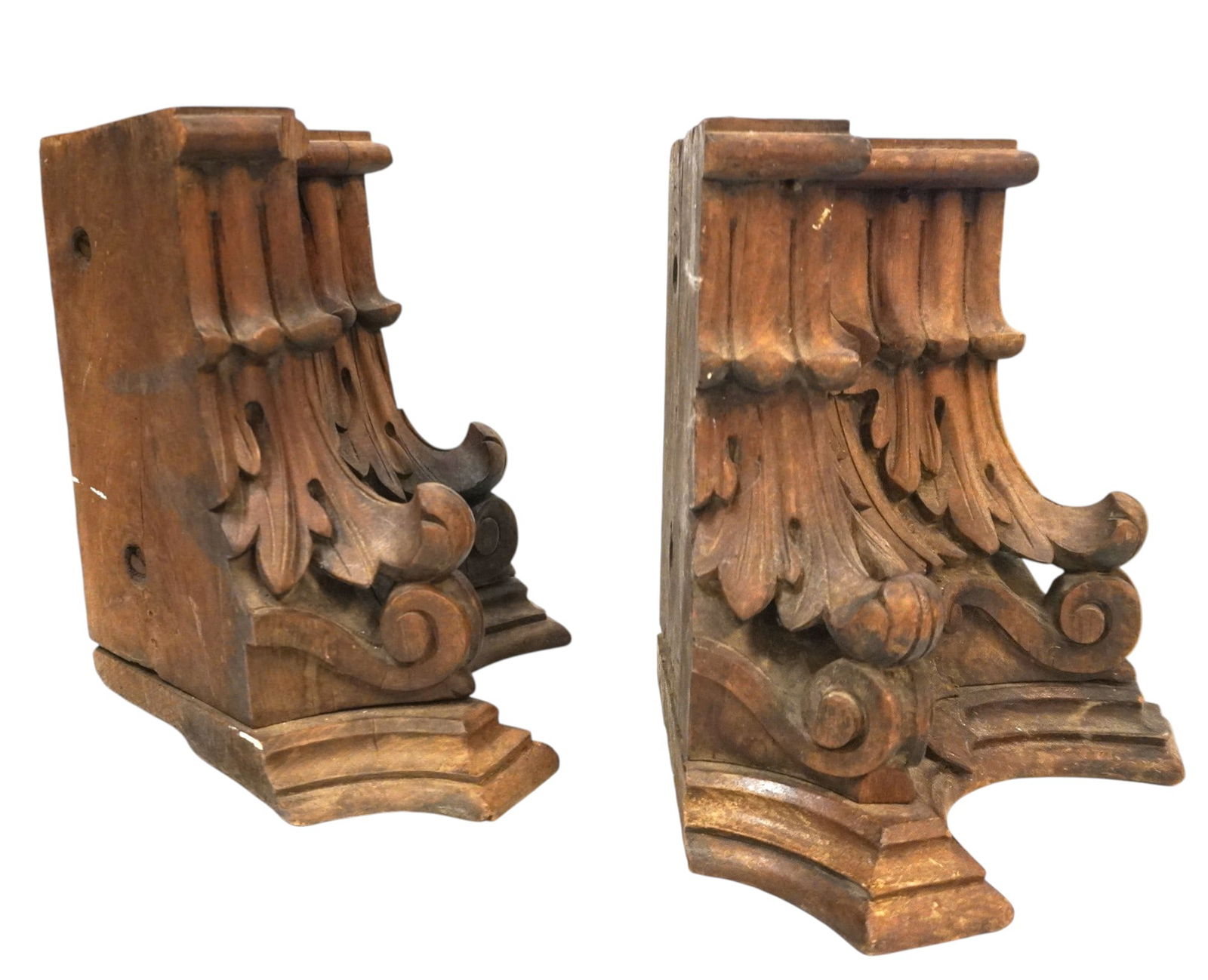 PAIR OF ANTIQUE HAND CARVED ARCHITECTURAL CORBELS (1 of 5)