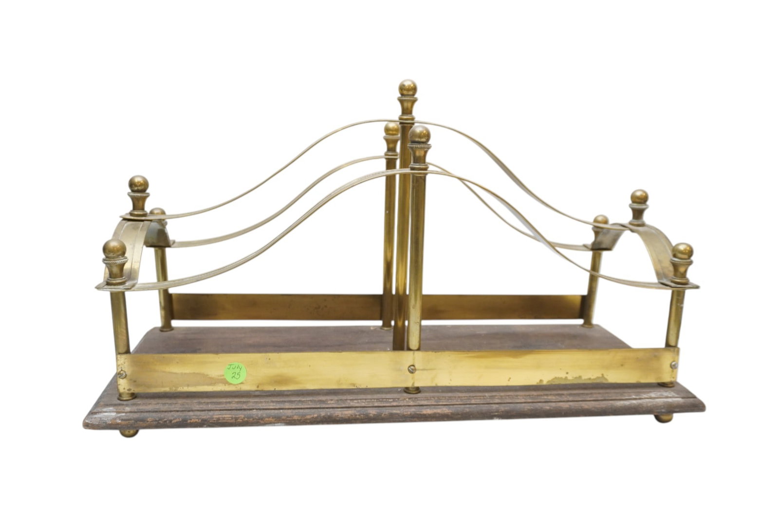 EDWARDIAN WOOD & BRASS MAGAZINE / NEWSPAPER RACK: Edwardian Wood and Brass Magazine / Newspaper Rack. Measures 22"x9"x12" tall. Weight 8 lbs