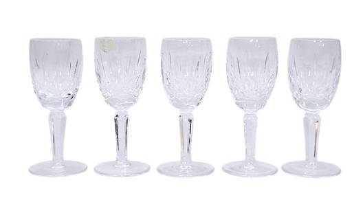 5 WATERFORD CRYSTAL KILDARE SHERRY GLASSES: 5 Waterford Crystal Kildare Sherry Glasses. Each 5 1/4". Weight combined 1 lb 14 oz.