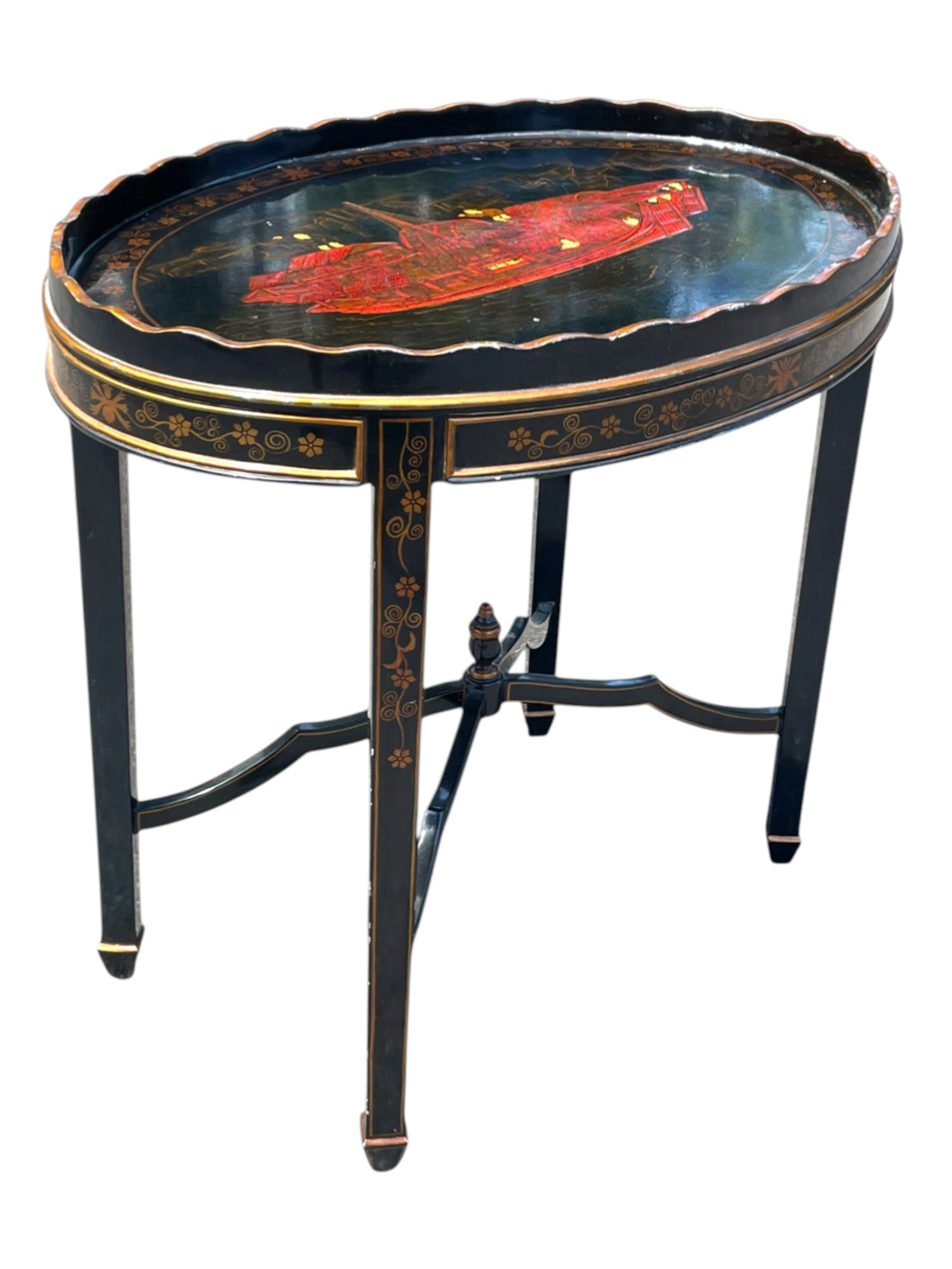 HAND PAINTED MAITLAND SMITH CHINOISERIE LACQUER TABLE (1 of 8)