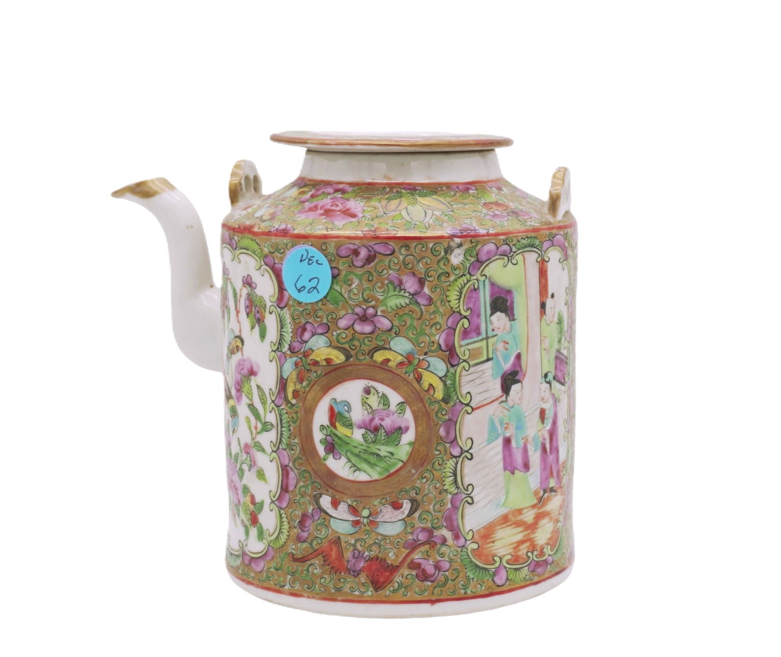 ANTIQUE CHINESE EXPORT FAMILLE ROSE TEAPOT WITH LID (1 of 5)