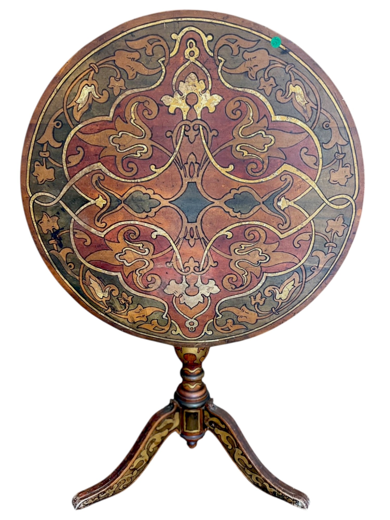 ANTIQUE DUTCH ART NOUVEAU PAINTED TILT TOP TABLE (1 of 4)