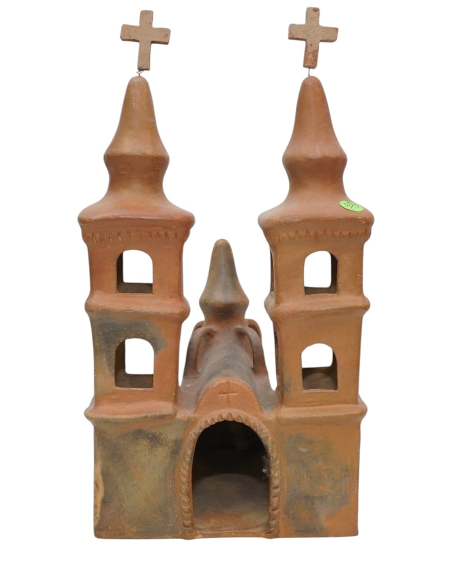 VINTAGE MEXICAN POTTERY FOLK ART CHURCH (1 of 5)