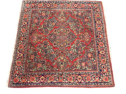 VINTAGE PERSIAN KASHAN HAND KNOTTED WOOL RUG: Vintage Persian Kashan Hand Knotted Wool Rug. Measures 50"X47' Weight 12 lbs