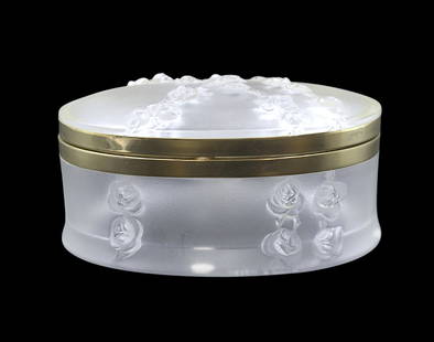 LALIQUE CRYSTAL COPPELIA OVAL BOX: Lalique Crystal France Coppelia Oval Hinged Box. Signed. Measures 7"x5 1/4"x3 1/2". Weight 3 lbs 7 oz.