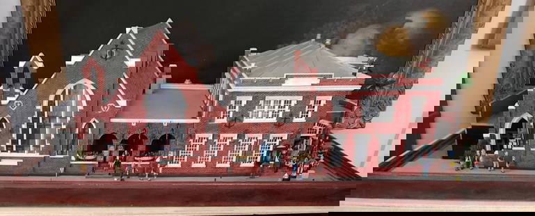 THE HARRIET PINCKNEY HOME FOR SEAMAN & CHURCH ARCHITECTURAL MODEL: Incredible 1/8 Architectural Scale Model of The Church of the Redeemer Chapel and The Harriott Pinckney Home for Seamen, Charleston SC on the corner of East Bay and Market Streets. Lots of details. Th