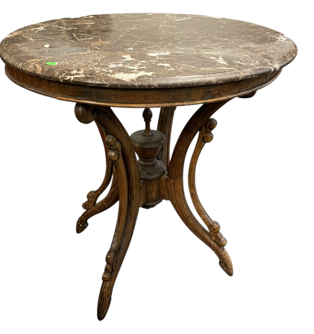 ANTIQUE FRENCH CARVED MARBLE TOP TABLE (1 of 6)