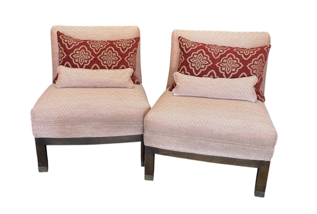 MATCHED PAIR MCM UPHOLSTERED SLIPPER CHAIRS (1 of 4)