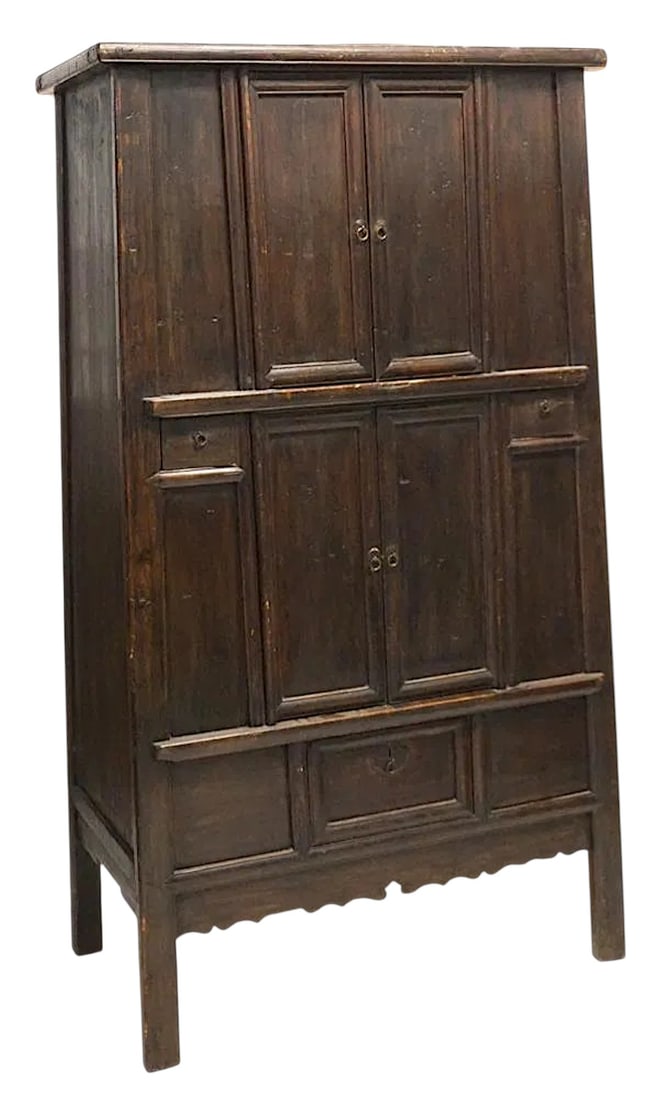 LARGE ANTIQUE CHINESE WOOD CABINET 19th C (1 of 5)