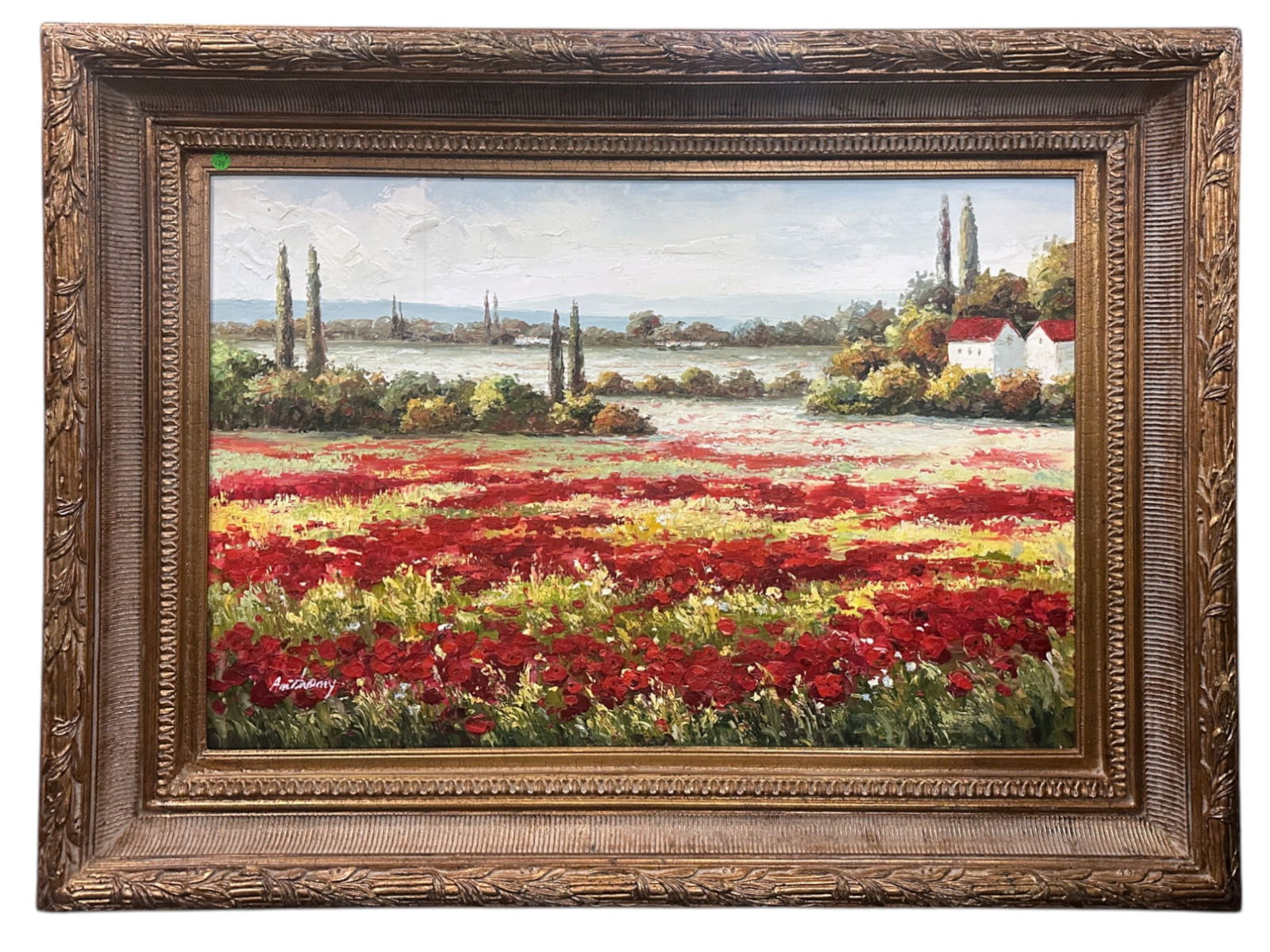 LARGE TUSCANY OIL PAINTING POPPY FIELDS BY ANTHONY (1 of 5)