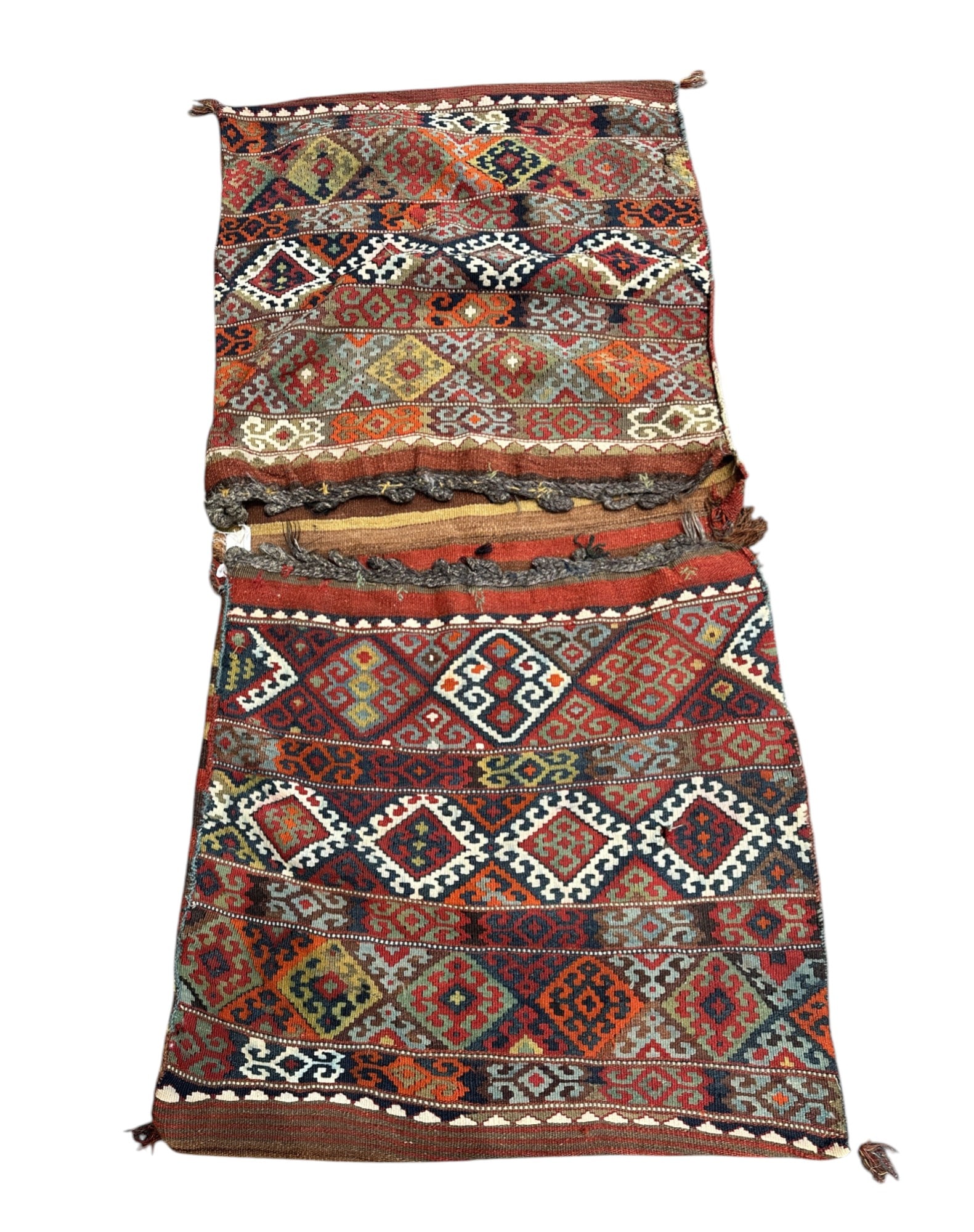 ANTIQUE HAND KNOTTED KILIM HEYBE KURDISH SADDLEBAG (1 of 7)