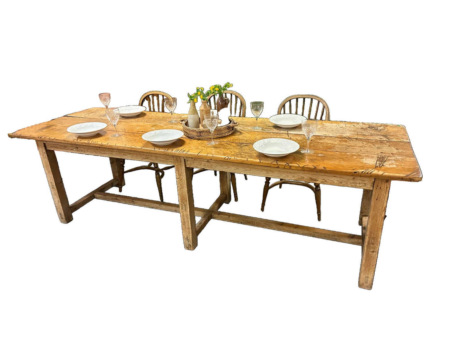 LARGE ANTIQUE FRENCH PINE DINING TABLE (1 of 11)