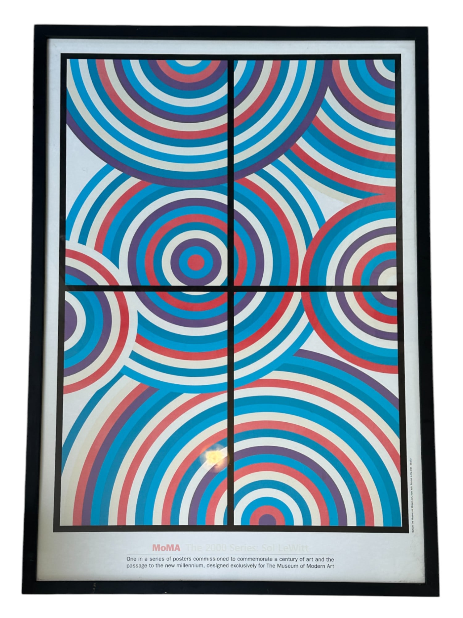 SOL LEWITT (1928-2007) MOMA "THE 2000 SERIES" FRAMED LITHOGRAPH: Professionally Framed Sol Lewitt Lithograph "The 2000 Series" The Museum of Modern Art New York. Printed in The United States in 2000 in an unnumbered limited edition. One in a series of posters commi