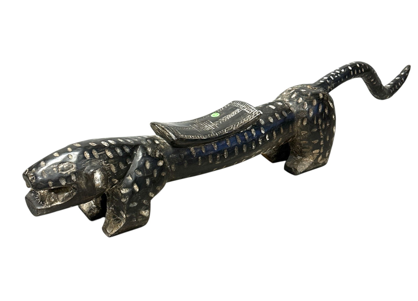 HAND CARVED IVORY COAST LEOPARD STOOL (1 of 5)