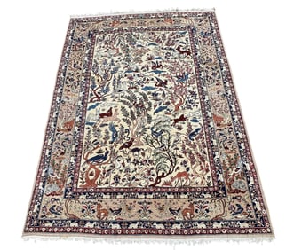 LARGE RARE ISFAHAN ANIMAL & LANDSCAPE CARPET 10 FT