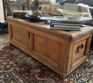 ANTIQUE FRENCH PINE TRUNK COFFEE TABLE
