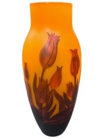 VINTAGE EMILE GALLE STYLE CAMEO GLASS VASE
