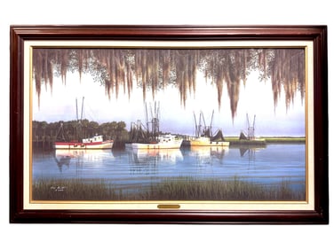 JIM BOOTH "ISLAND GIRLS" GICLEE ON CANVAS SHRIMP BOATS