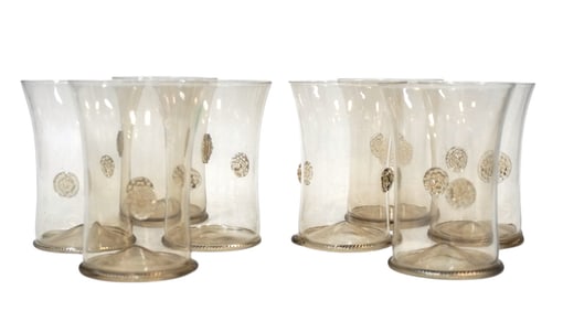 8 JULISKA HAND BLOWN SIGNED TUMBLERS