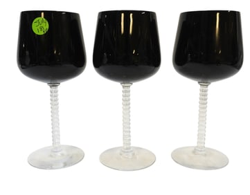 3 FOSTORIA PRECEDENCE ONYX GLASSES