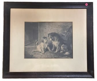 ANTIQUE CAN'T YOU TALK LITHOGRAPH DOG & CHILD