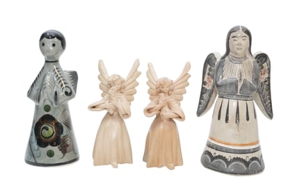 4 ANGEL CANDLE HOLDERS TONALA & TERRACOTTA