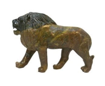LARGE VERDITE STONE CARVED LION