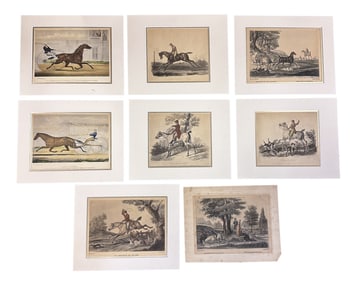 8 ANTIQUE LITHOGRAPHS WITH MATS INCL CURRIER