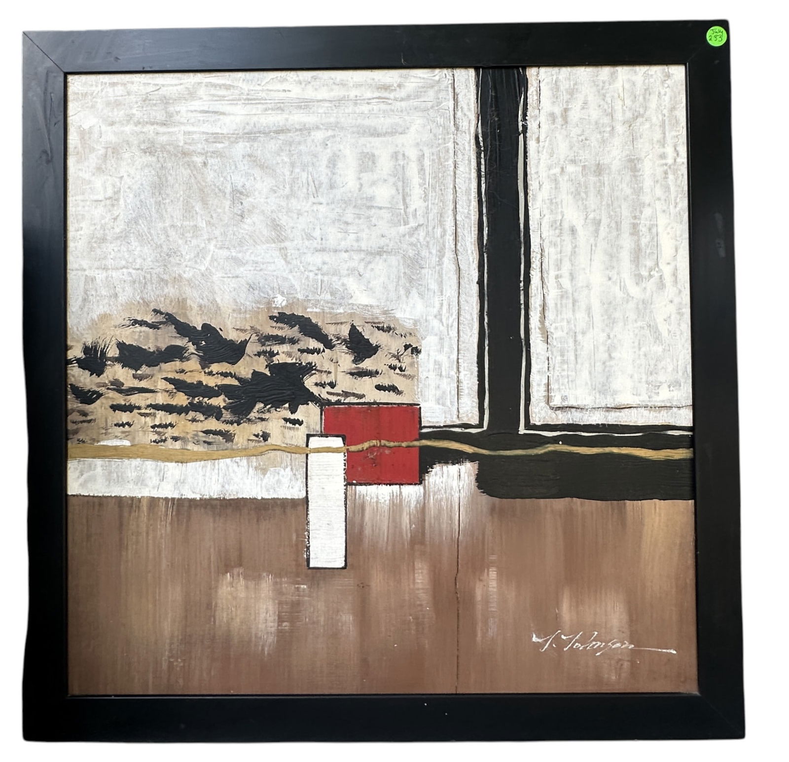 FRAMED ORIGINAL ABSTRACT PAINTING SIGNED (1 of 3)