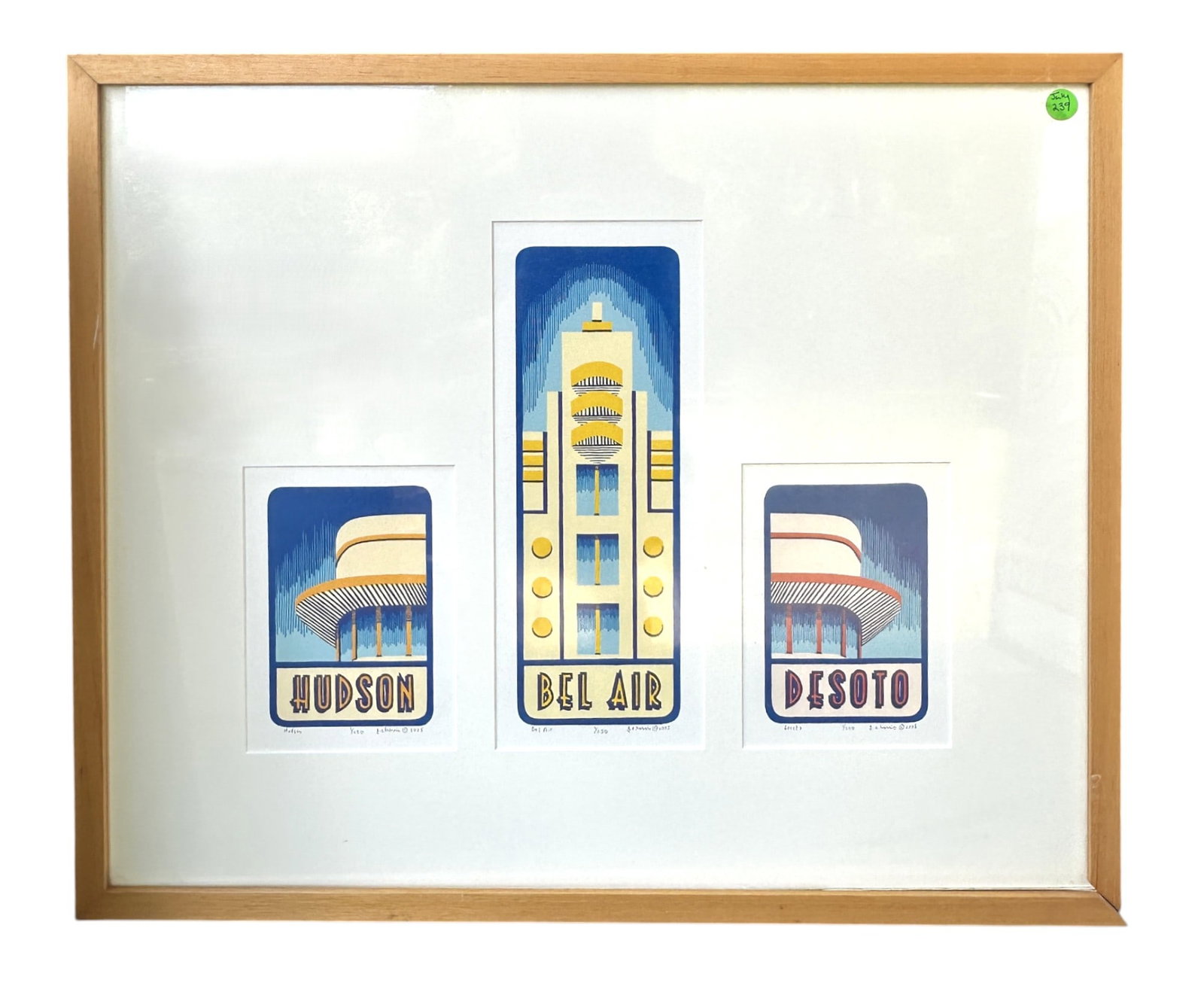 GEOFFREY AARON HARRIS BEL AIR: Geoffrey Aaron Harris (South Carolina, 20th c.) Framed Digital Triptych Hudson, Bel Air, Desoto. All are 1 of an edition of 250. Signed and numbered by the Artist. Professionally framed and matted. In